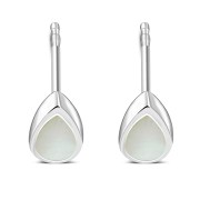 Mother of Pearl Drop Silver Stud Earrings, e333